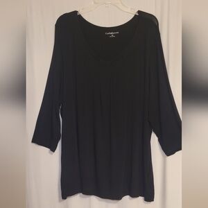 Croft&Barrow Elegant Black 3/4 Sleeve Top 2X